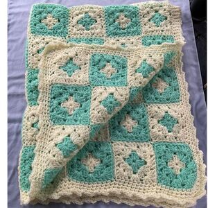 Vintage Handmade Knit Baby Blanket